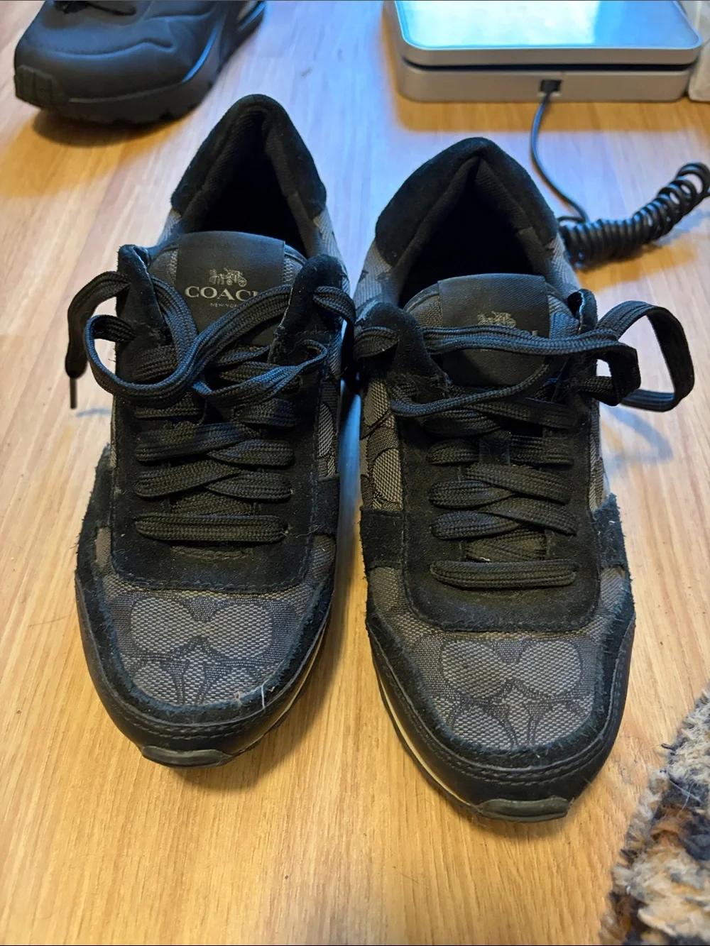 Coach women’s Black Signature Canvas & Suede Sneakers